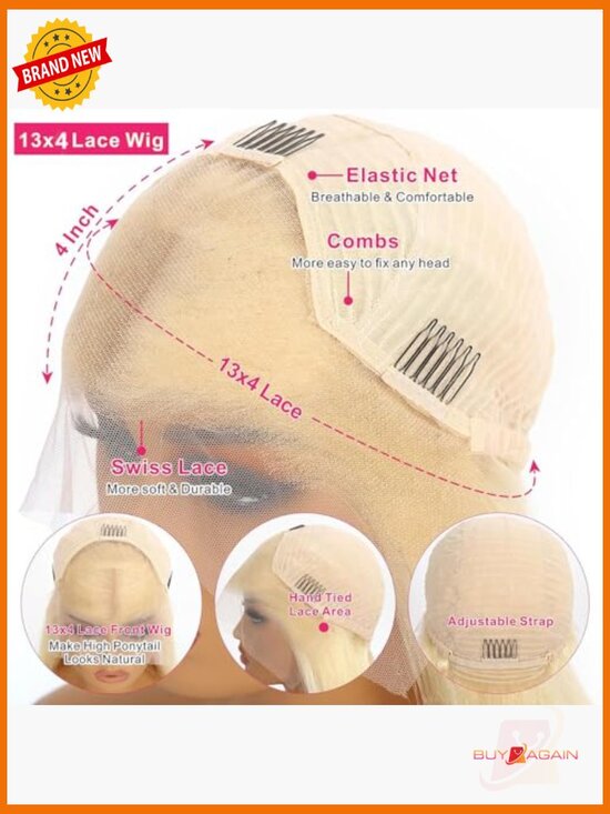 Human Hair Lace Front Wig 200% Density Pre Plucked Glueless Bob Wig main image 2
